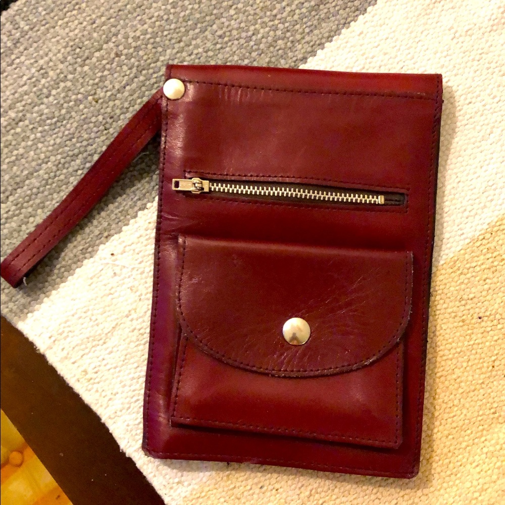Vintage leather wristlet